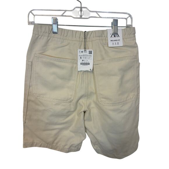 NWT Zara Relaxed Fit Men's Cargo Shorts Cream Active Travel Outdoors Gorpcore S - Picture 3 of 4